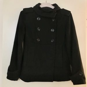 Black wool peacoat